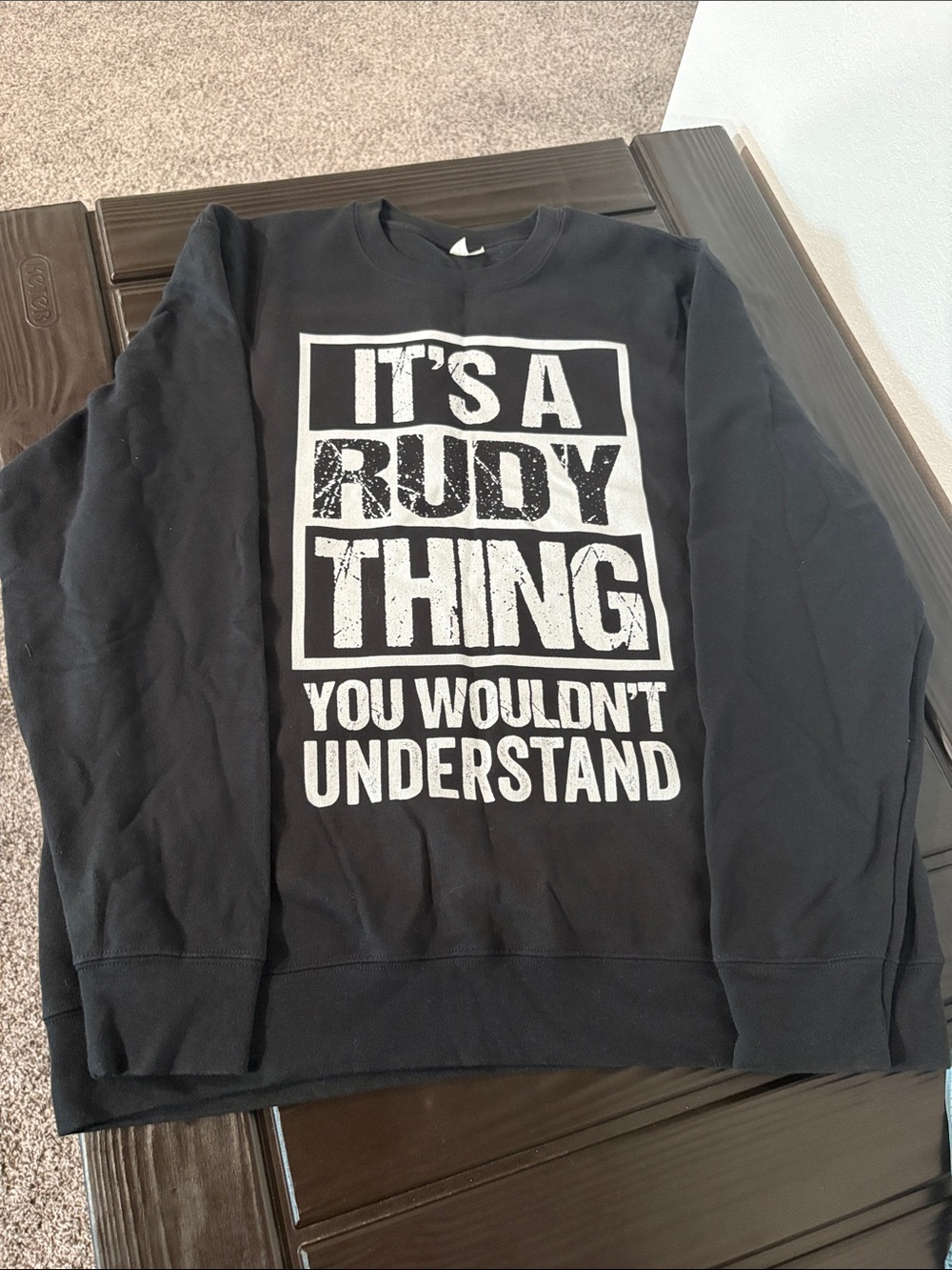 Black Graphic Crewneck Sweater - It's A Rudy Thing